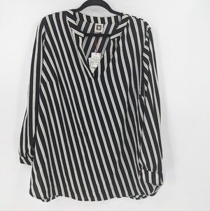NWT ANNE KLEIN Striped Popover Tunic Top